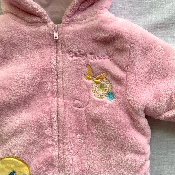 Y2K Baby Looney Tunes Tweety Bird Bear Snowsuit Cute Ears Pink Fuzzy 0/3M - Picture 2 of 13